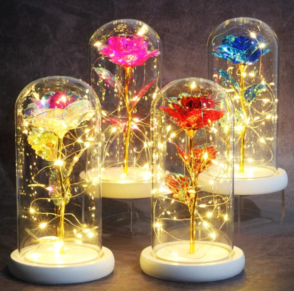 gadgets Led Light Glass Cover Rose Flower Micro Landscape